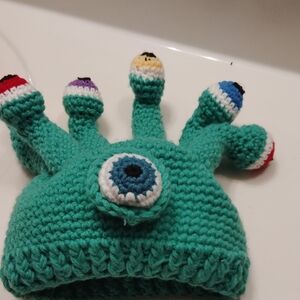 Source Unknown Teal Monster Knit Hat